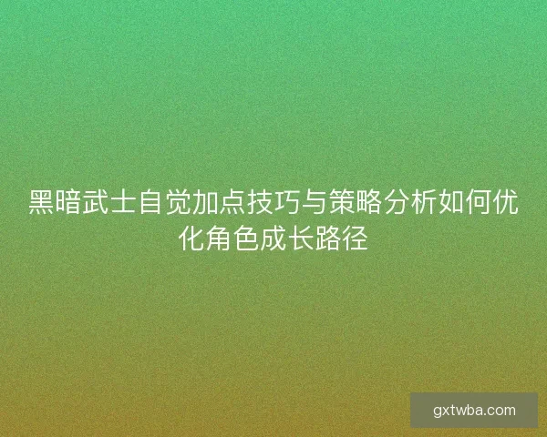 黑暗武士自觉加点技巧与策略分析如何优化角色成长路径