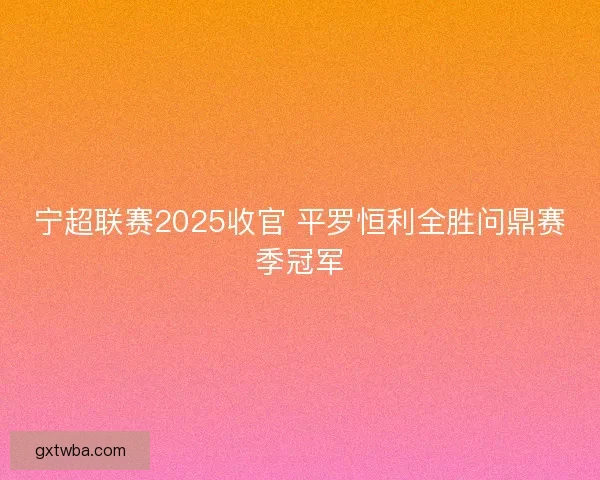 宁超联赛2025收官 平罗恒利全胜问鼎赛季冠军