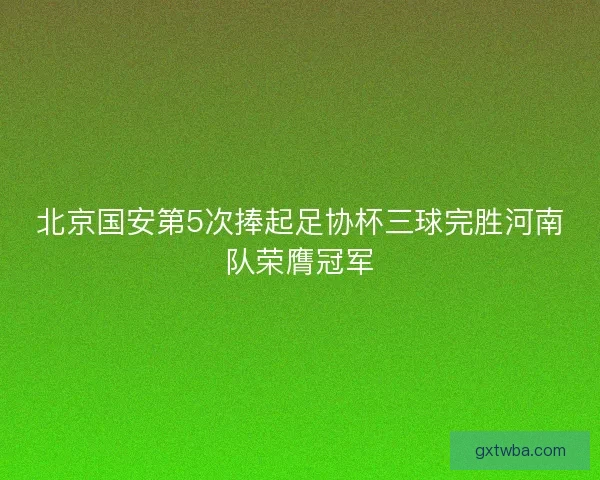 北京国安第5次捧起足协杯三球完胜河南队荣膺冠军